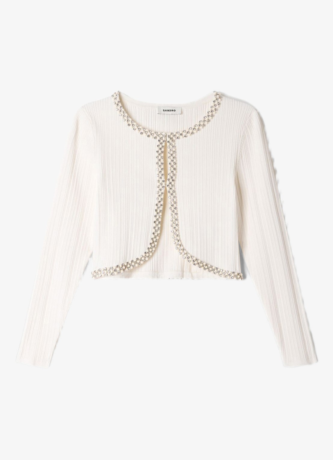 Sandro Kort vest met parels en stras - voorkant 5 wit