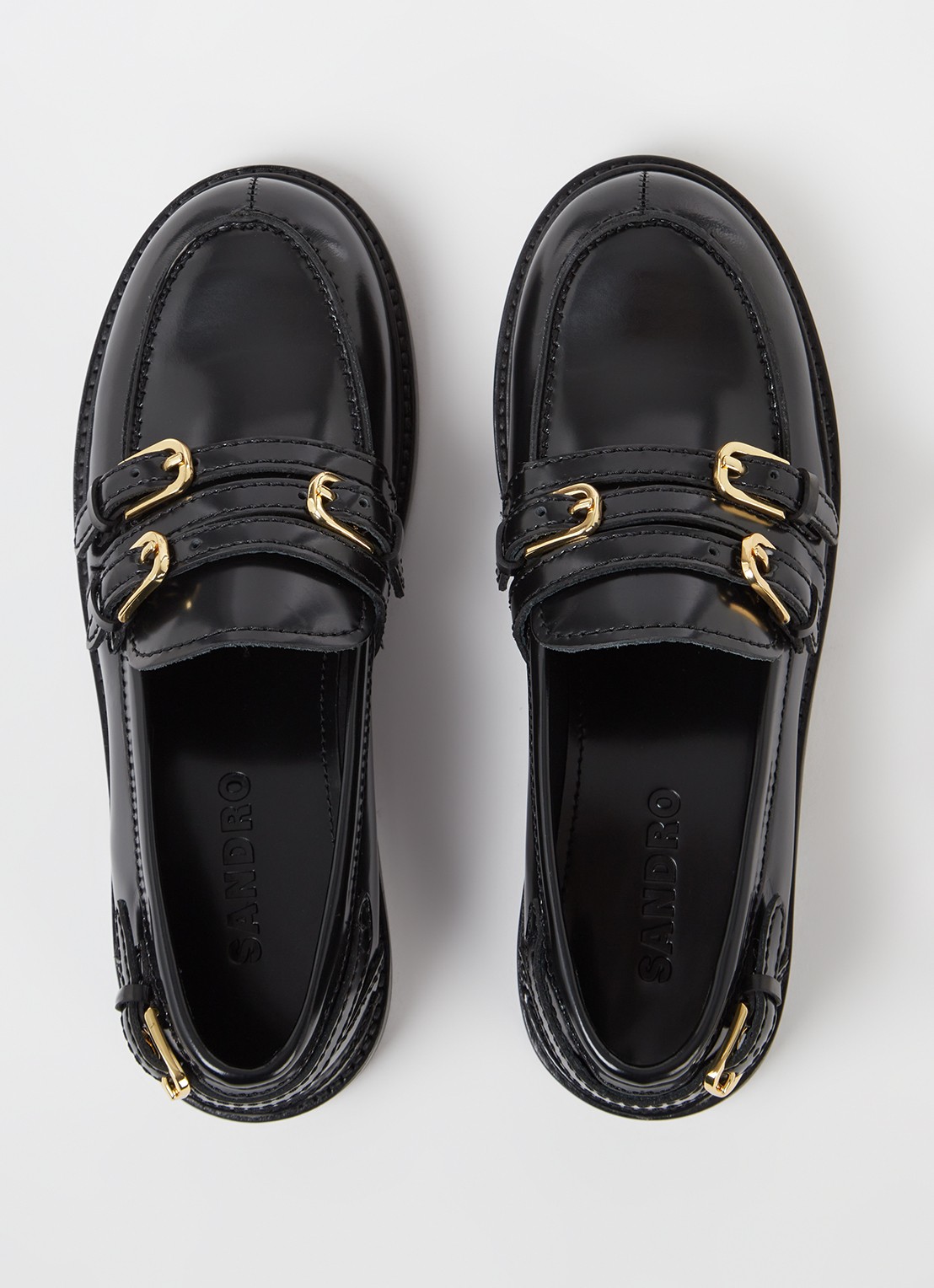 Sandro Loafer van leer - detail 4 zwart