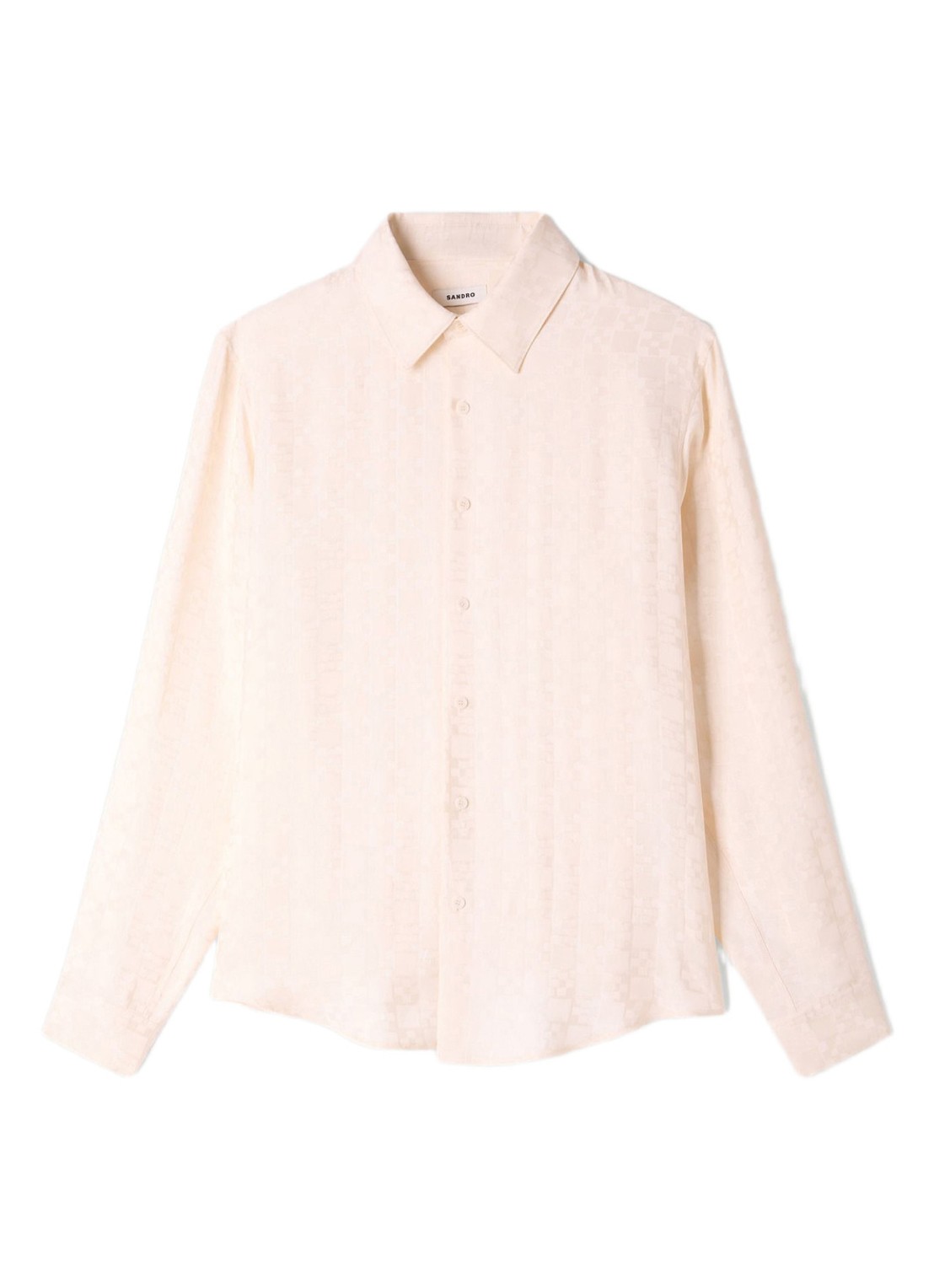 Sandro Loose fit blouse met ruitdessin - voorkant wit