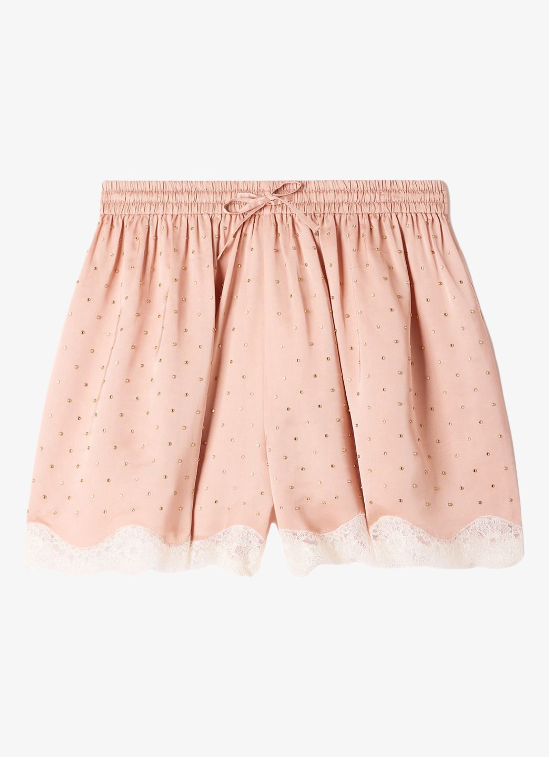 Sandro Loose fit high waist korte broek met strass - voorkant nude / wit