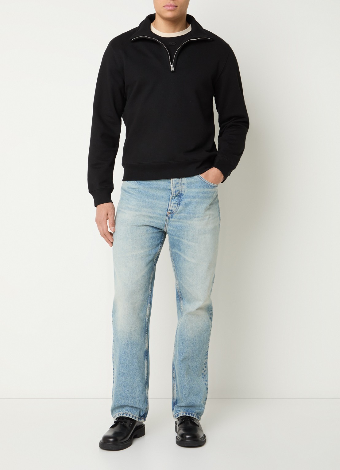 Sandro Loose fit jeans met lichte wassing - voorkant 2 indigo