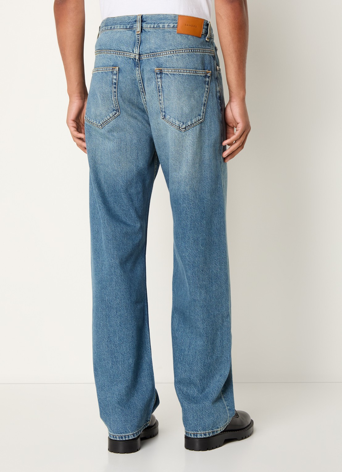 Sandro Loose fit jeans met medium wassing - achterkant 3 blauw