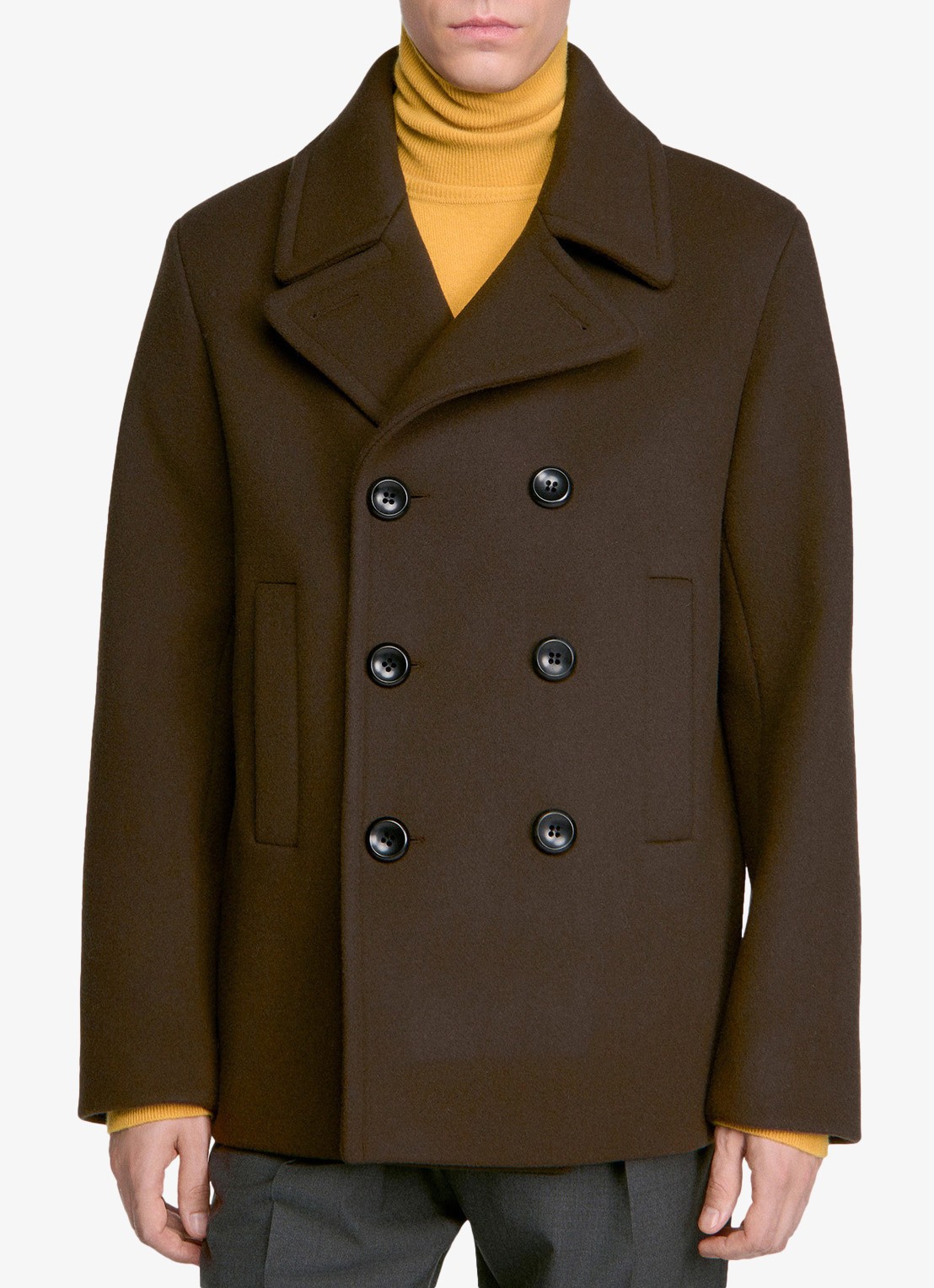Sandro Mantel in wolblend - detail taupe