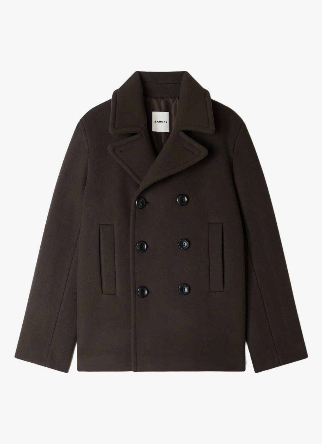 Sandro Mantel in wolblend - voorkant 4 taupe