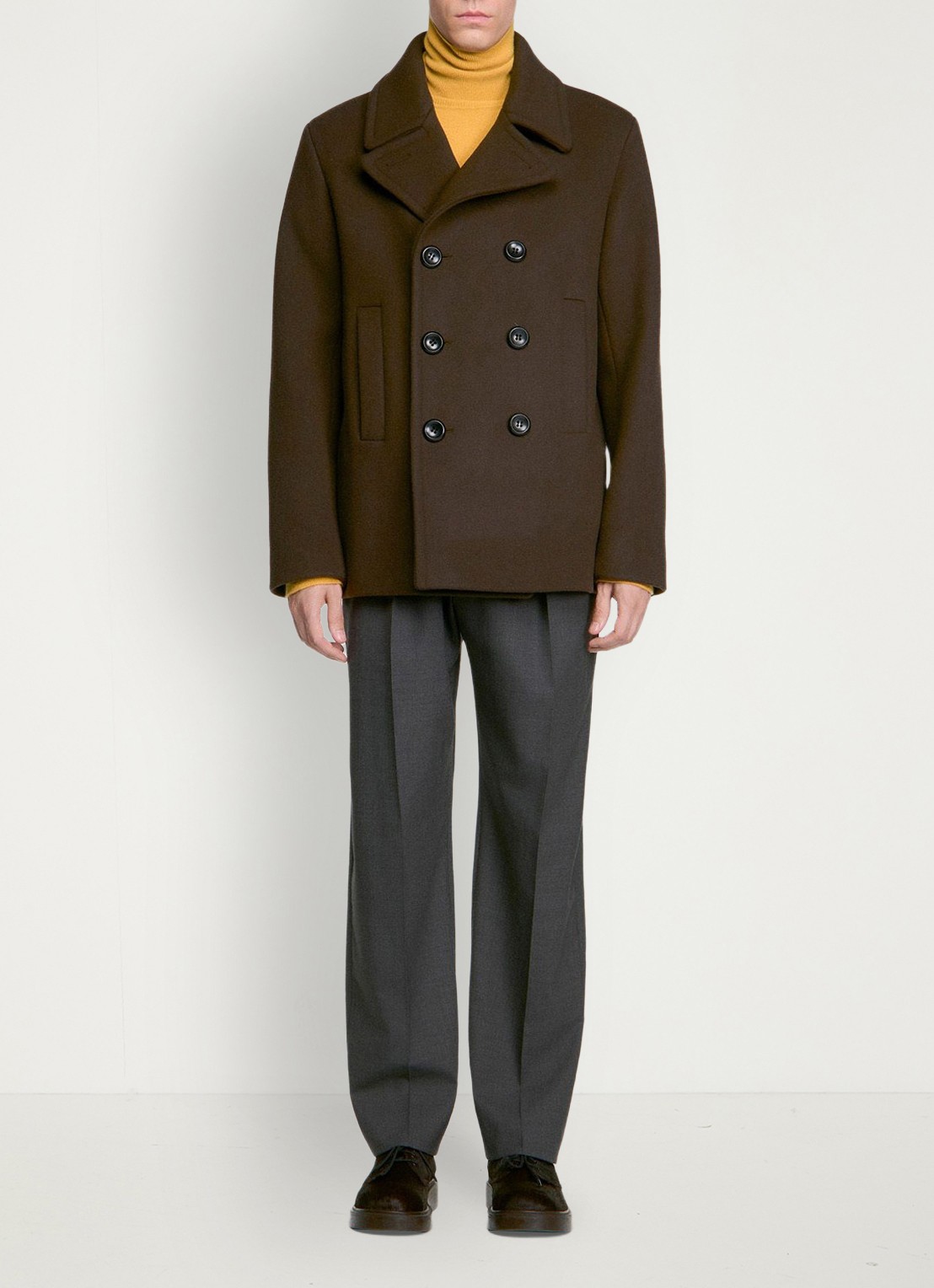 Sandro Mantel in wolblend - voorkant 5 taupe