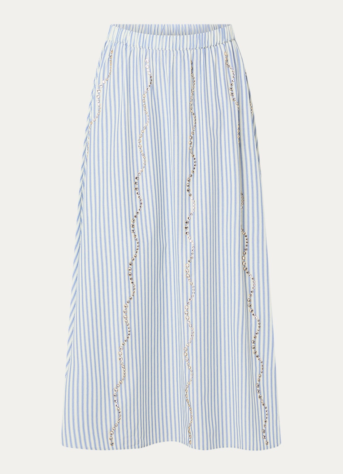 Sandro Maxi A-lijn rok met streepprint en strass - voorkant kobaltblauw
