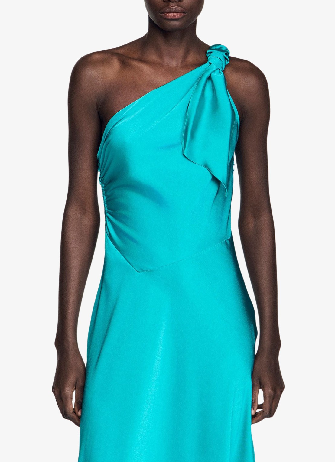 Sandro Maxi jurk met asymmetrische hals - detail 3 groen