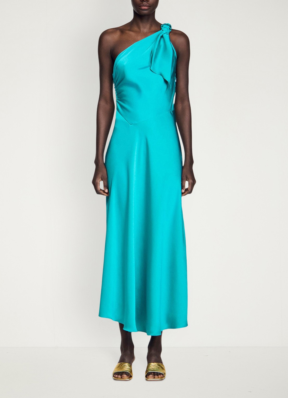 Sandro Maxi jurk met asymmetrische hals - detail 4 groen