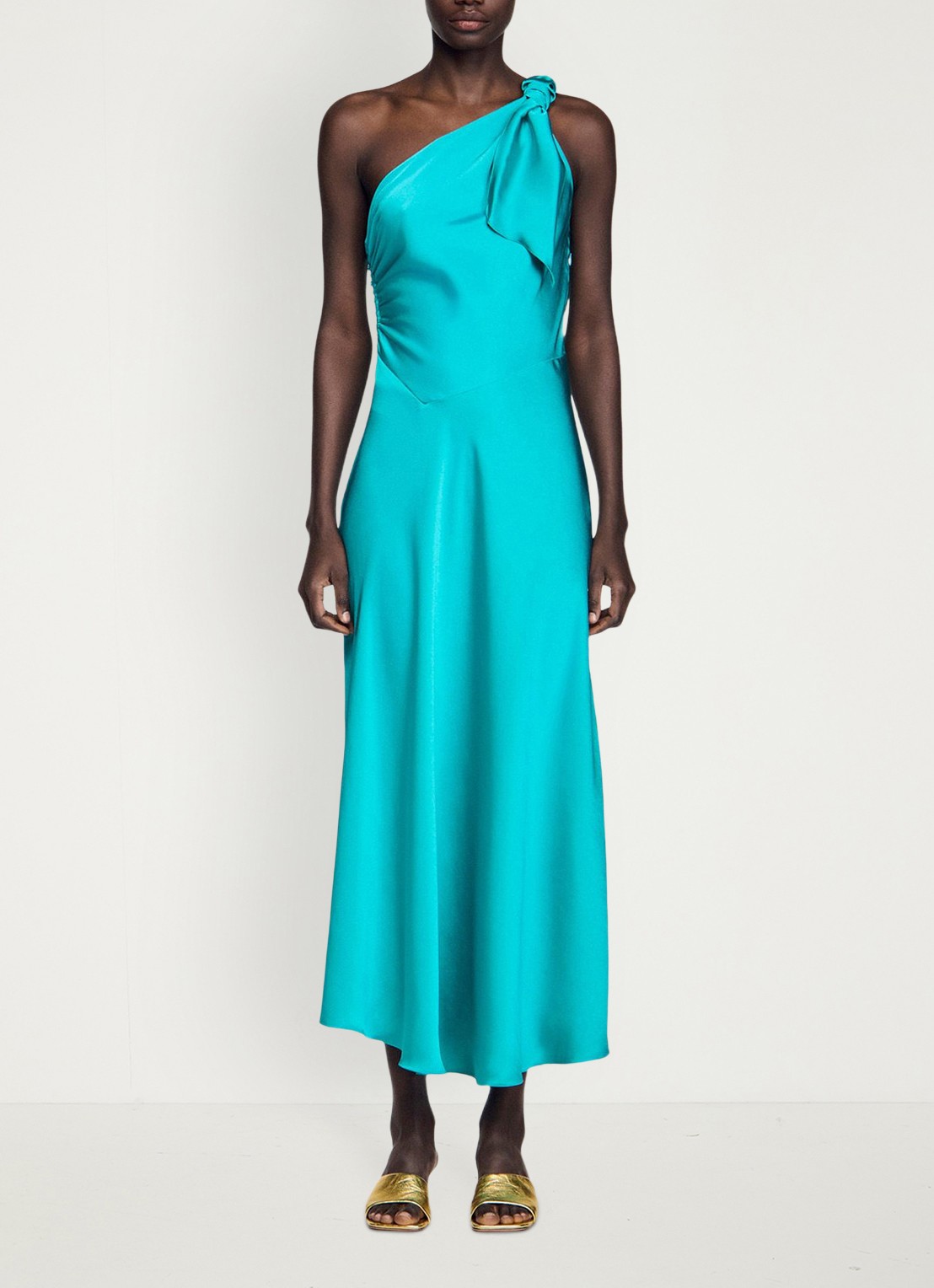 Sandro Maxi jurk met asymmetrische hals - detail 6 groen