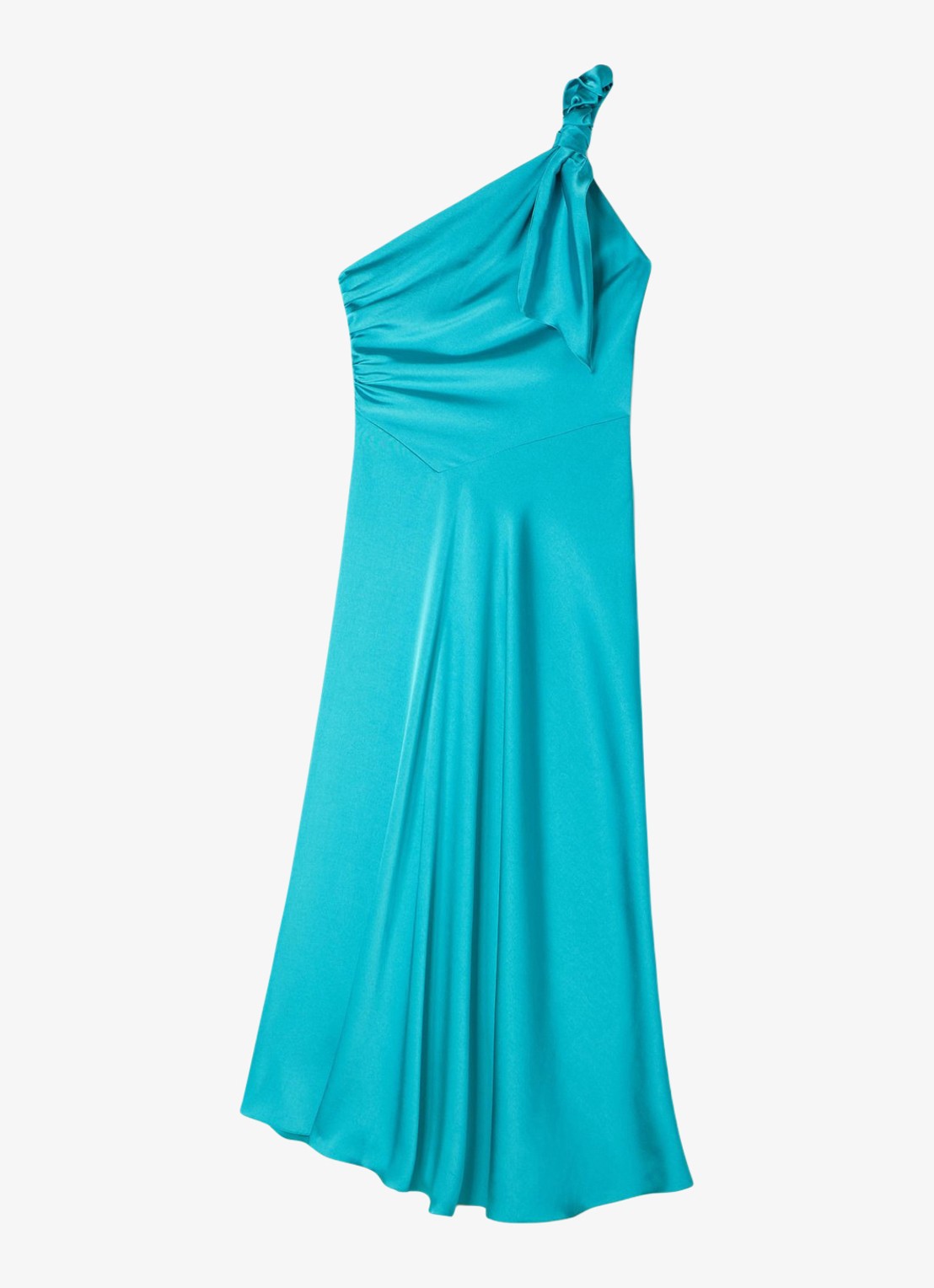 Sandro Maxi jurk met asymmetrische hals - voorkant groen
