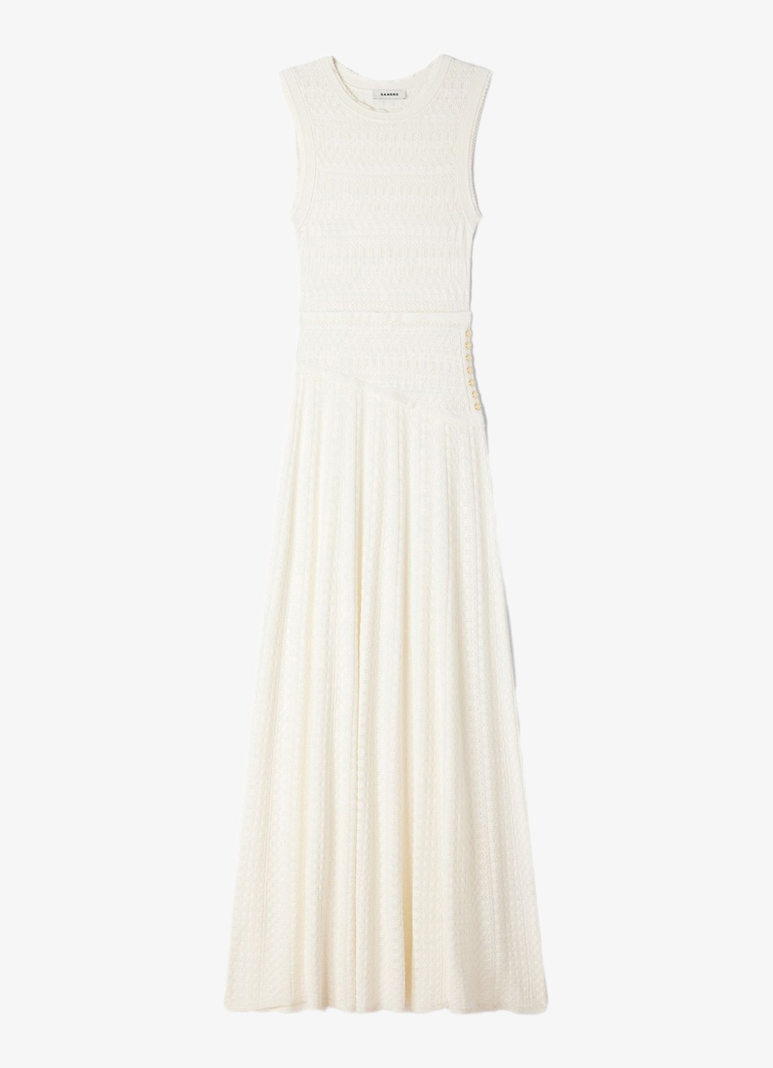 Sandro Maxi jurk met borduring - voorkant beige