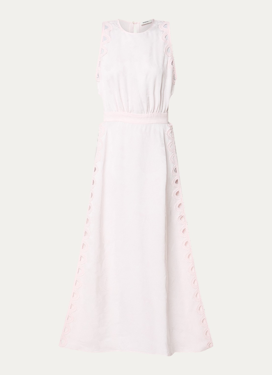 Sandro Maxi jurk met cut-out detail - voorkant lichtroze