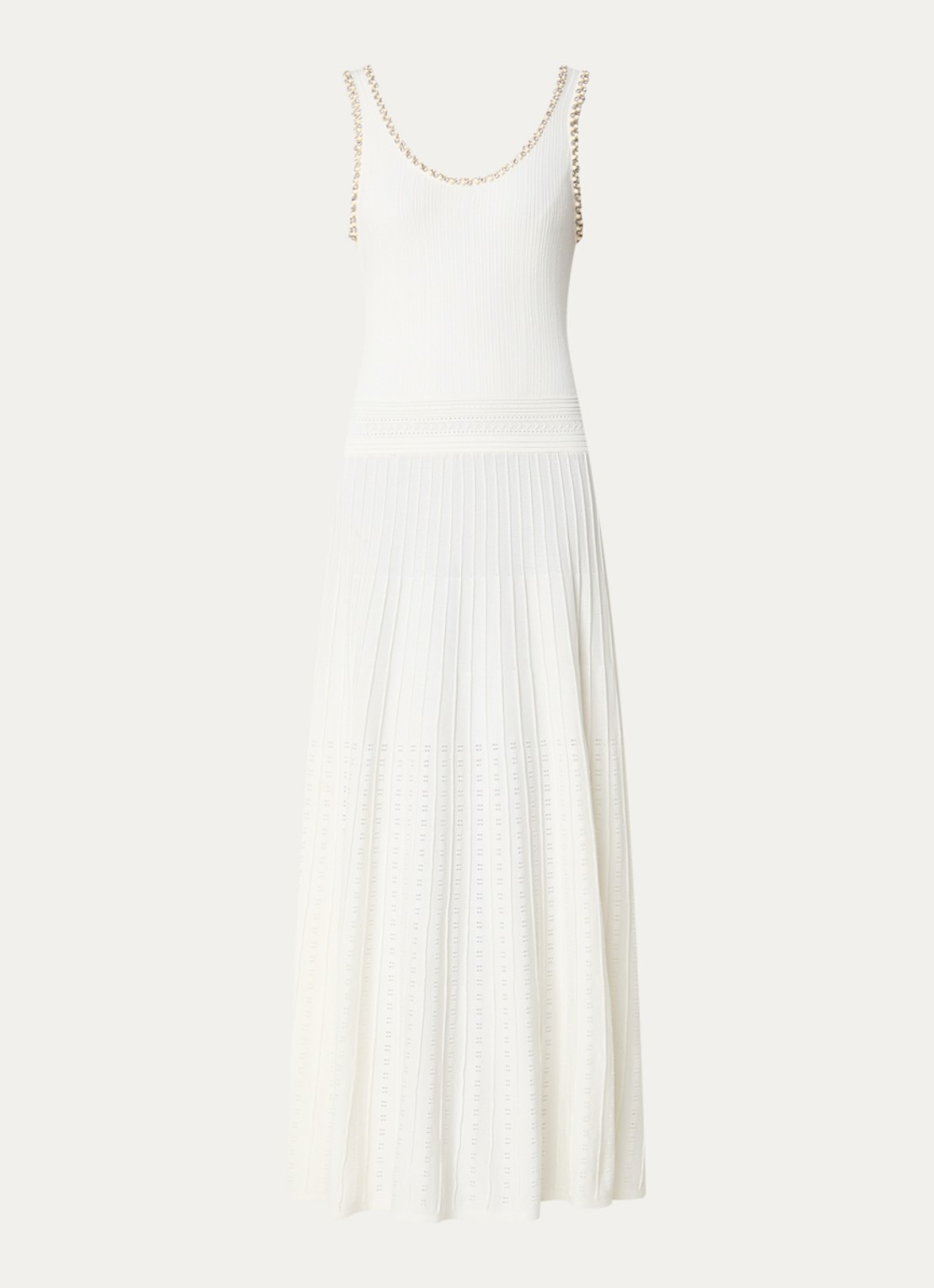 Sandro Maxi jurk met imitatieparels en strass - voorkant 3 gebroken wit