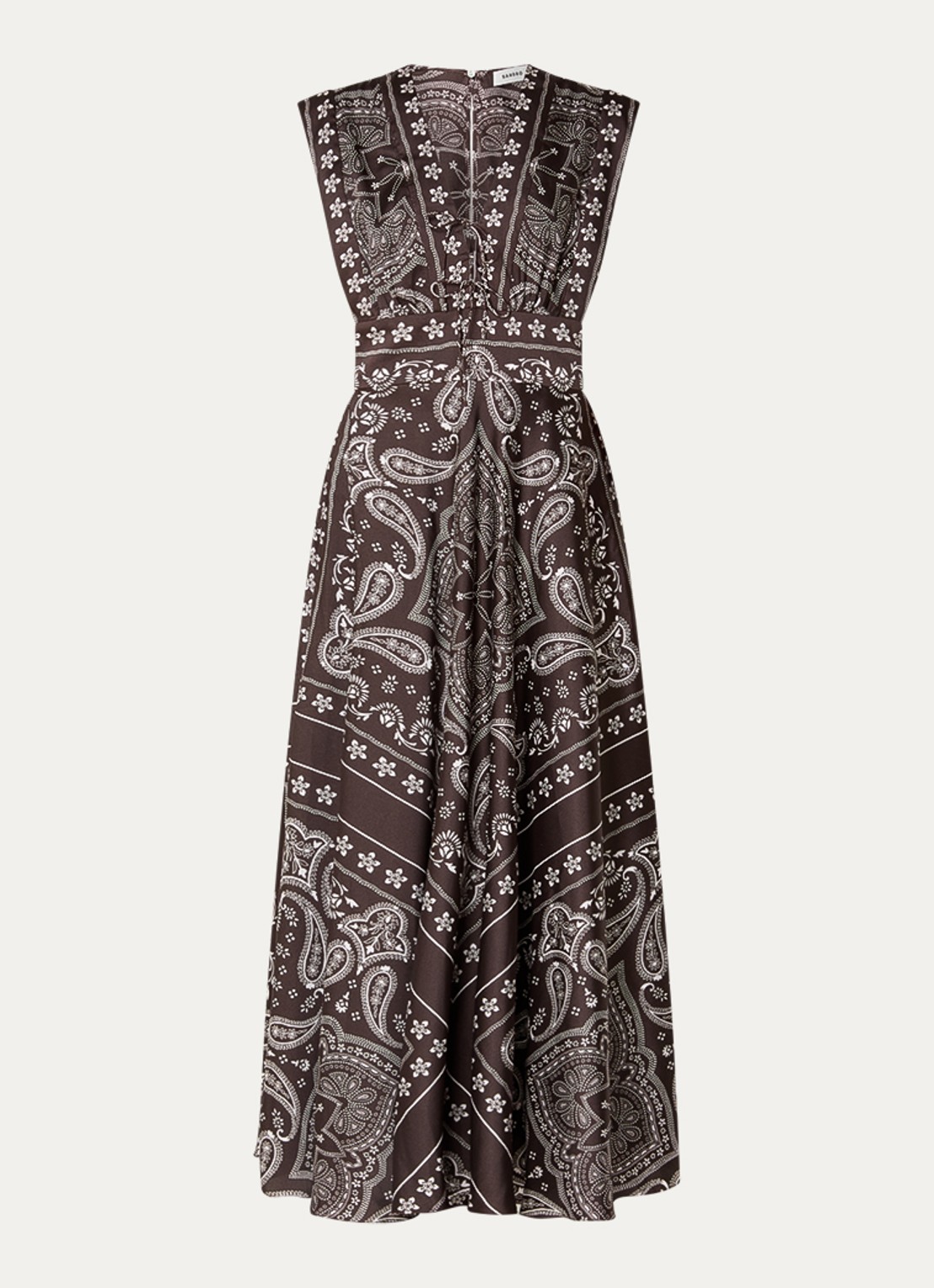 Sandro Maxi jurk met paisley dessin  - voorkant 3 donkerbruin