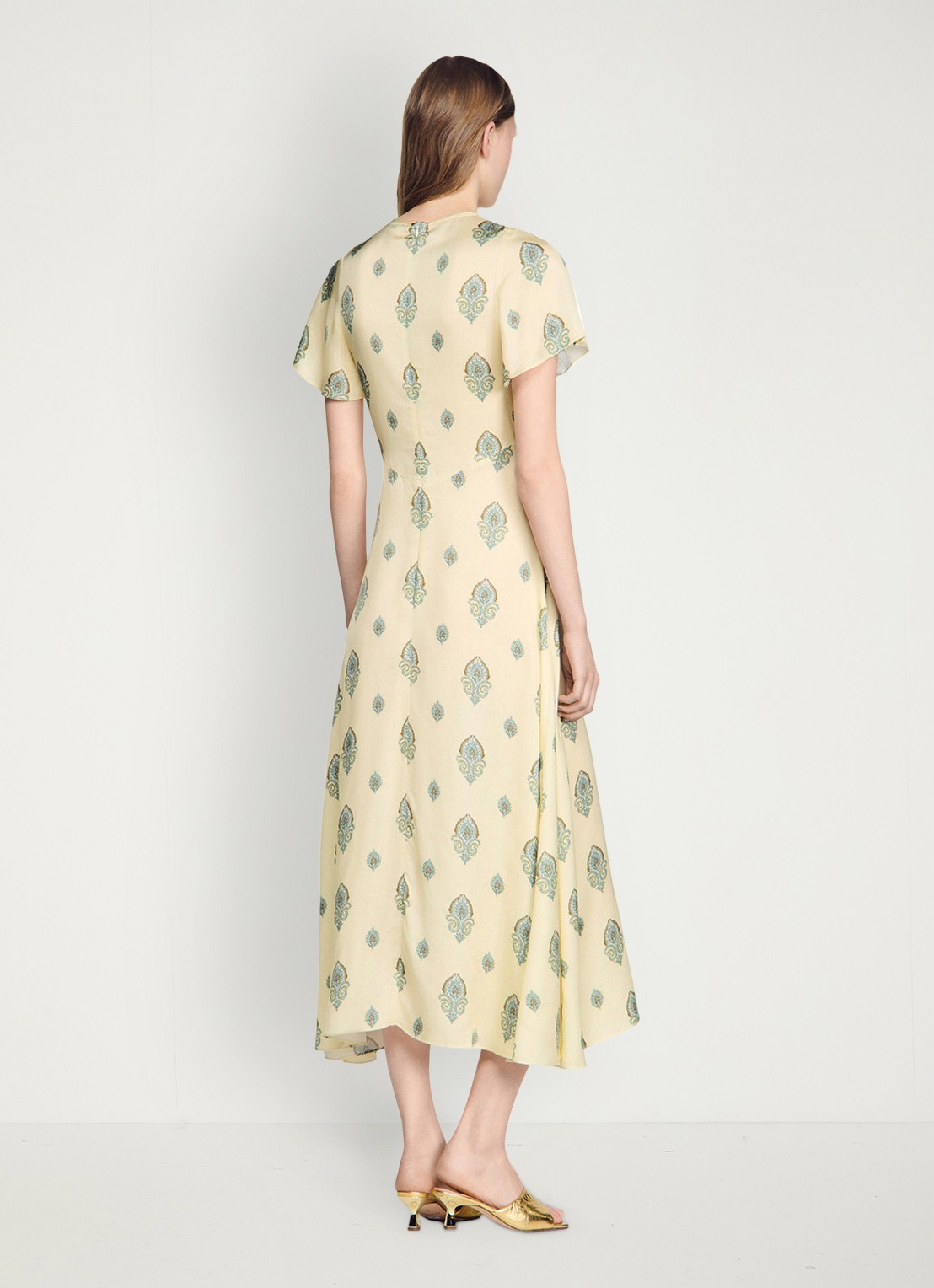 Sandro Maxi jurk met paisley dessin - achterkant 4 lichtgeel