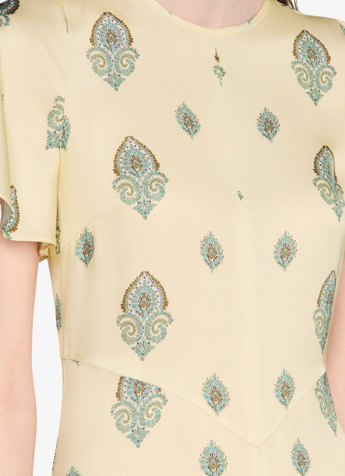 Sandro Maxi jurk met paisley dessin - detail 3 lichtgeel