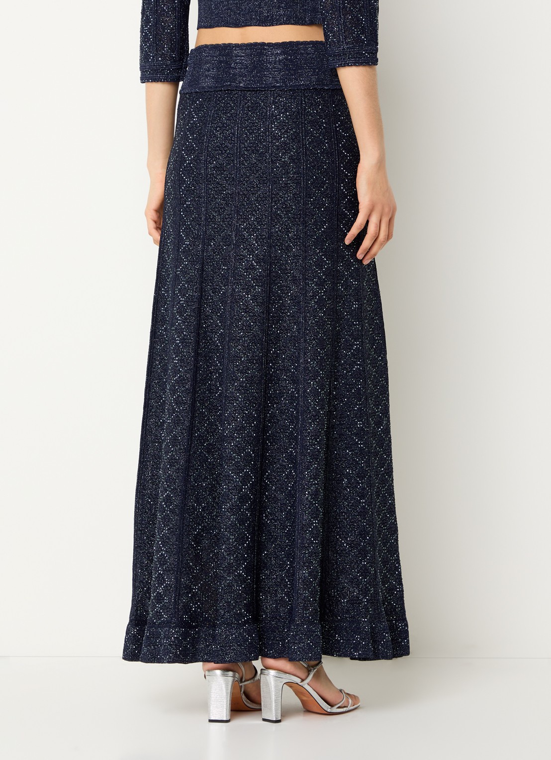 Sandro Maxi rok met strass - achterkant 4 donkerblauw