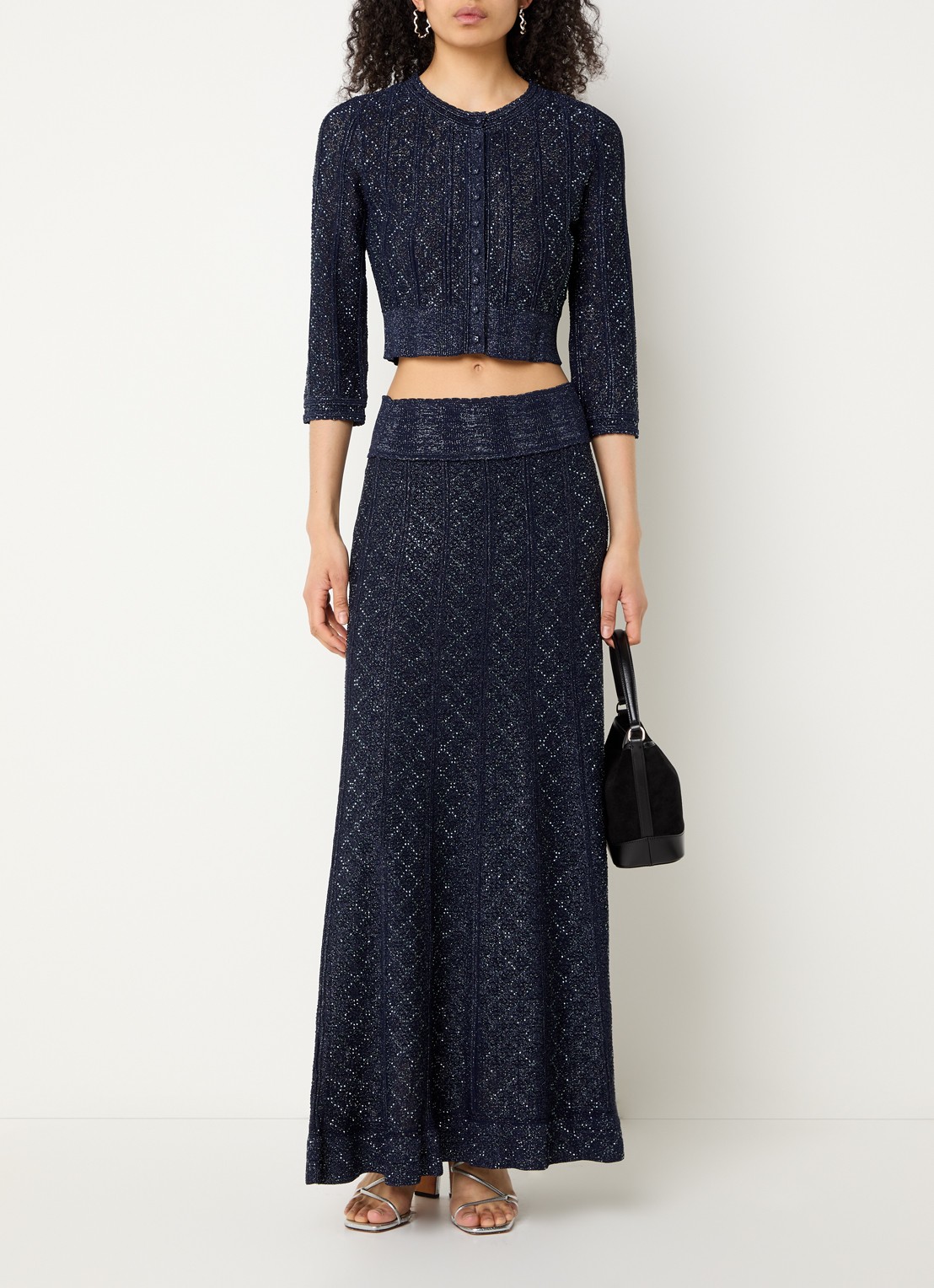 Sandro Maxi rok met strass - voorkant 3 donkerblauw