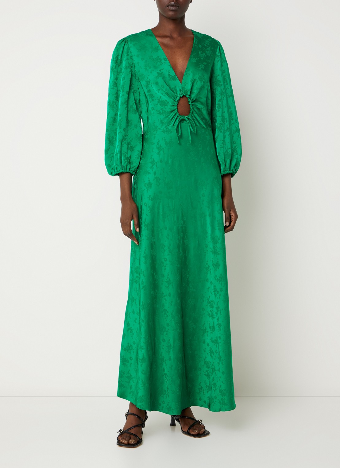 Sandro Maxi tuniekjurk met cut out detail - detail groen