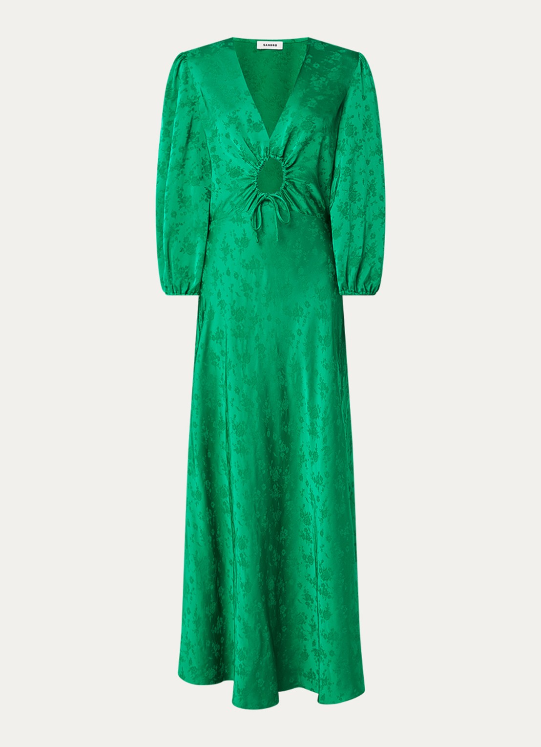Sandro Maxi tuniekjurk met cut out detail - voorkant 3 groen