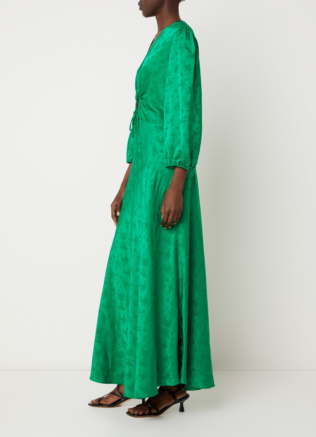 Sandro Maxi tuniekjurk met cut out detail - voorkant 4 groen