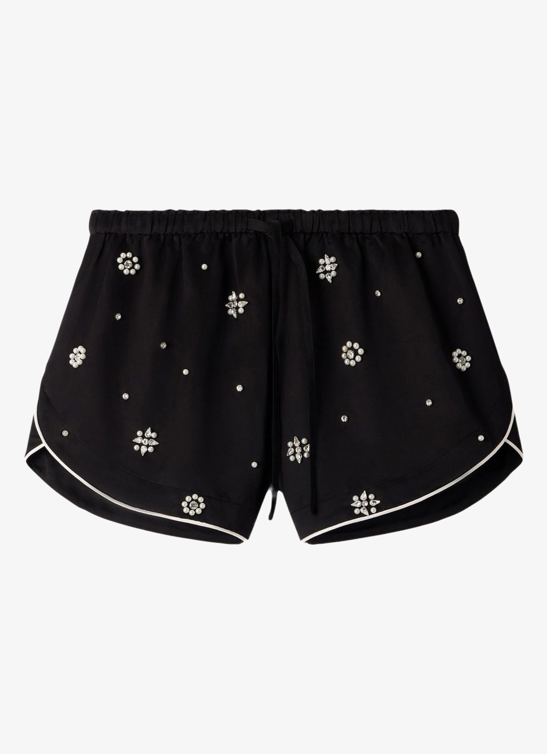 Sandro Mid waist korte broek met stras - voorkant zwart