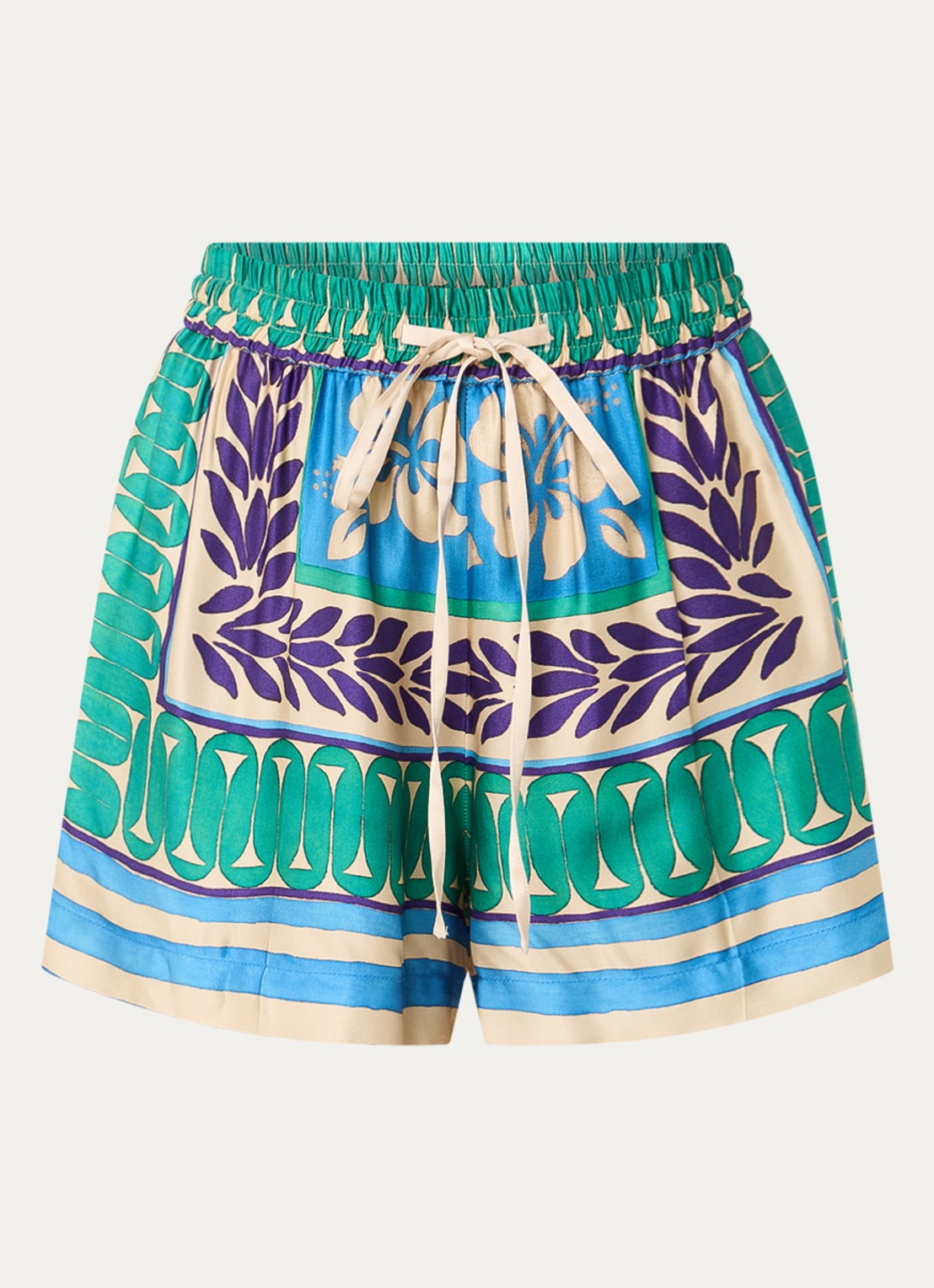 Sandro Mid waist loose fit korte broek met grafische print - voorkant 3 groen