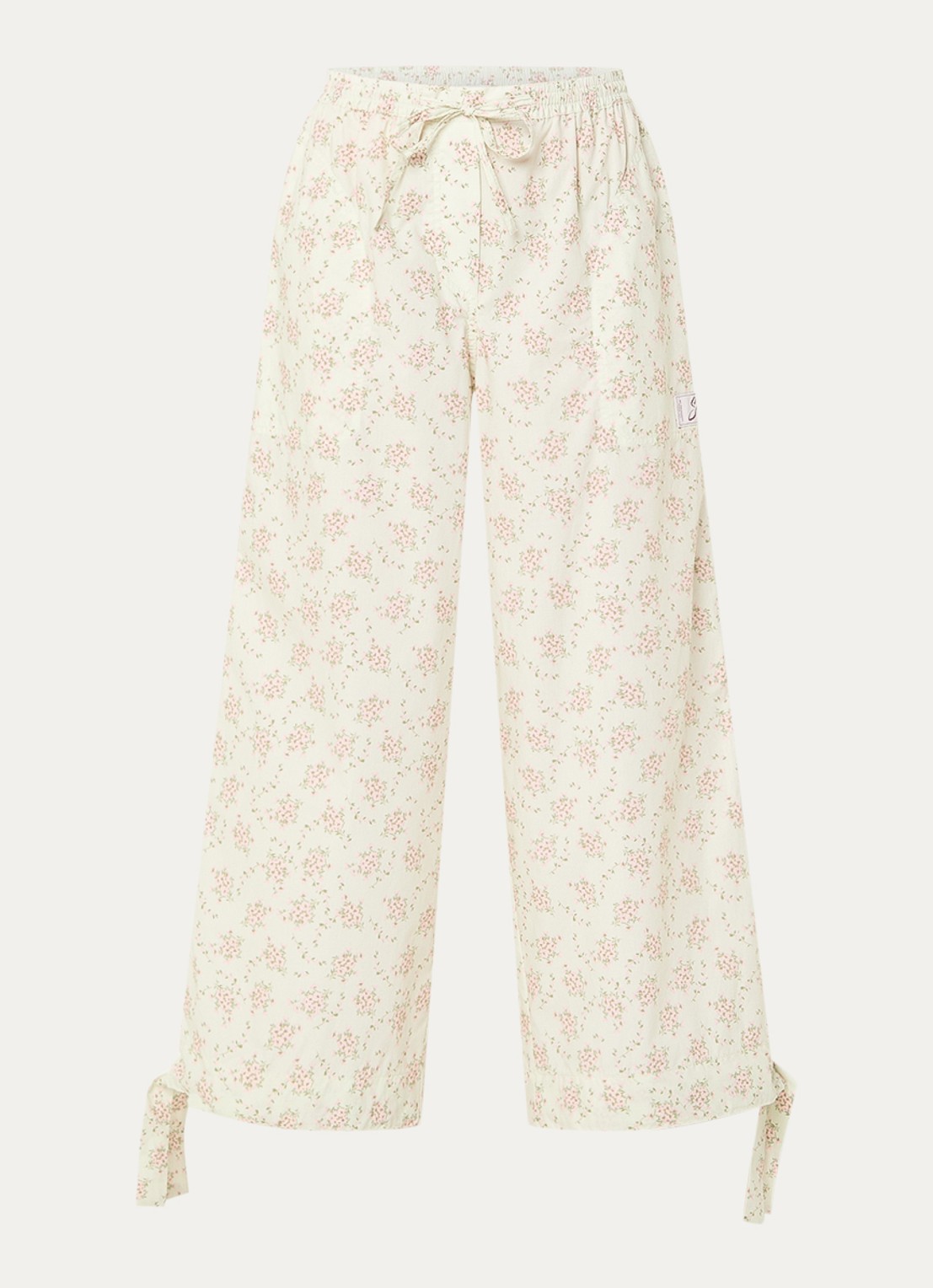 Sandro Mid waist wide fit broek met bloemenprint - voorkant 2 lindegroen