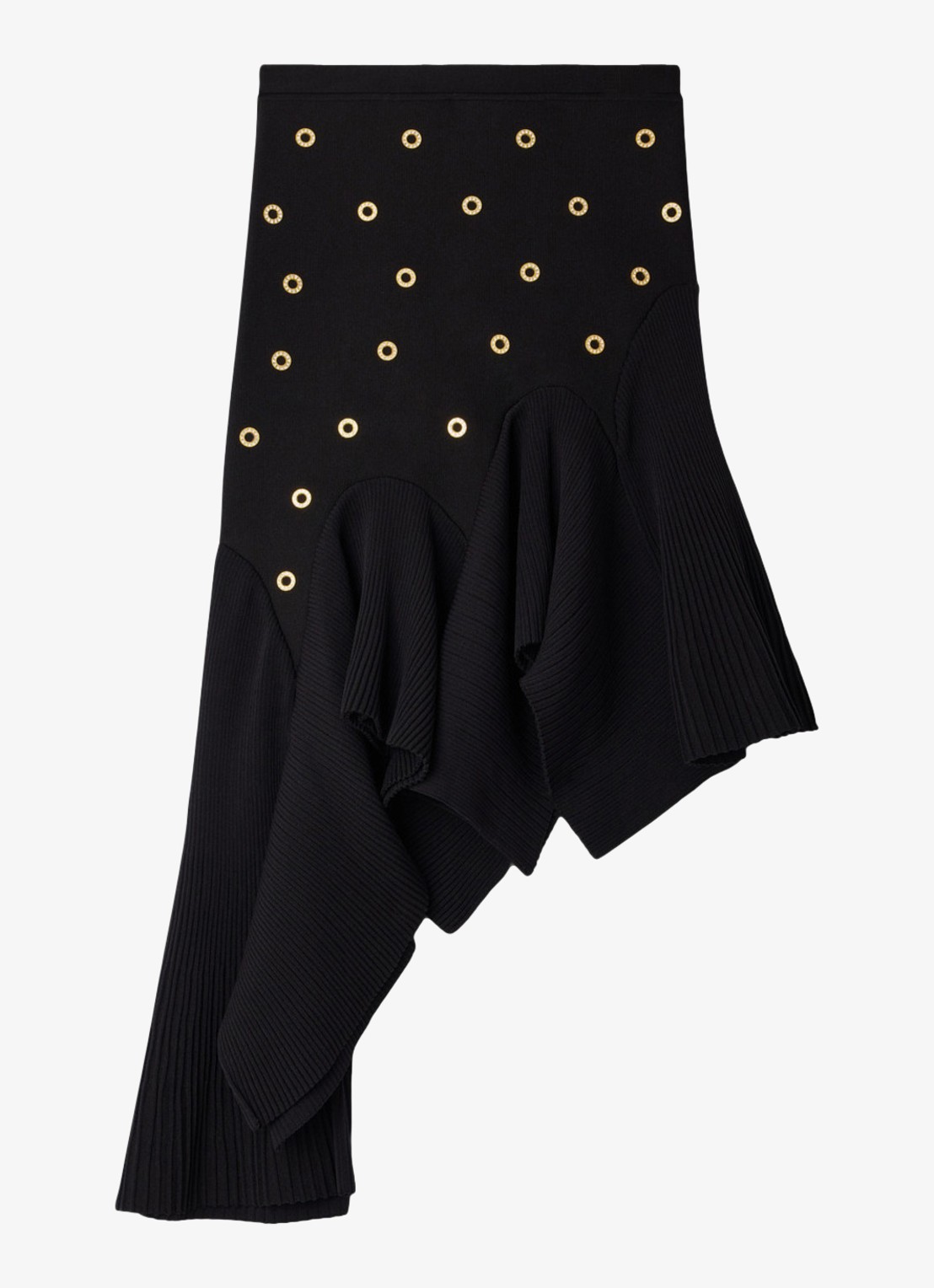 Sandro Midi asymmetrische rok met applicatie - voorkant 2 zwart