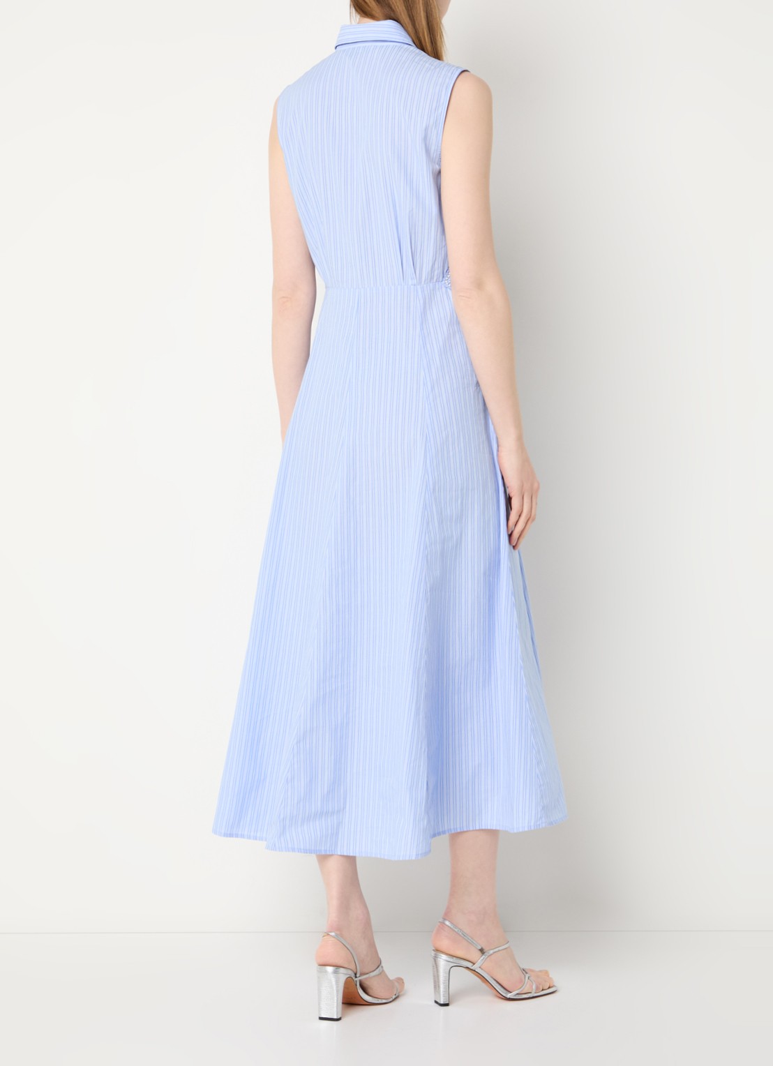 Sandro Midi blouse jurk met cut-out detail - achterkant blauwgrijs