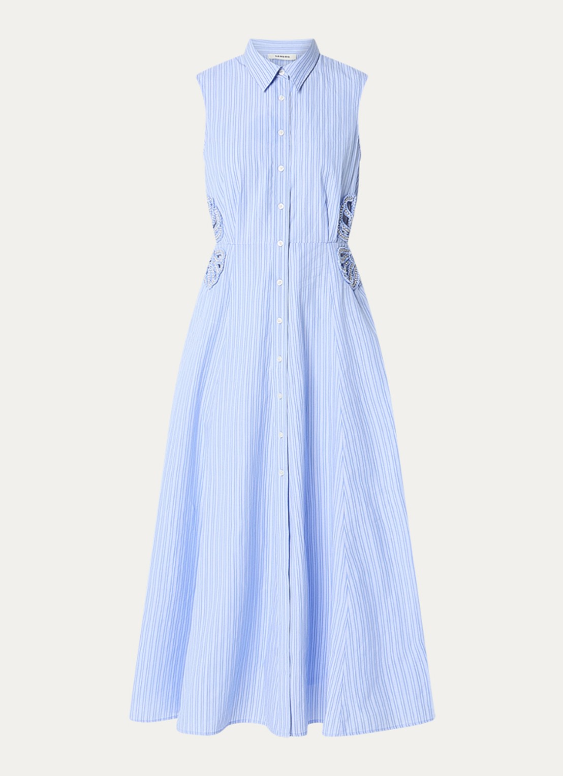 Sandro Midi blouse jurk met cut-out detail - voorkant 3 blauwgrijs