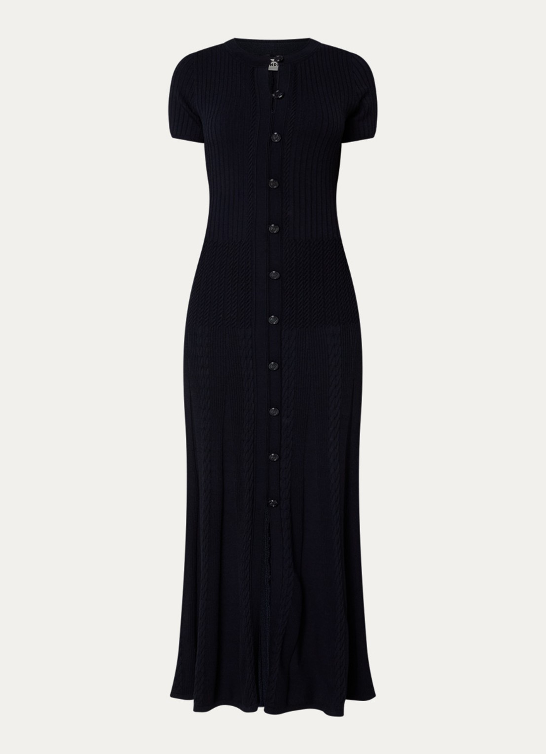 Sandro Midi blousejurk met ribstructuur - voorkant 2 donkerblauw