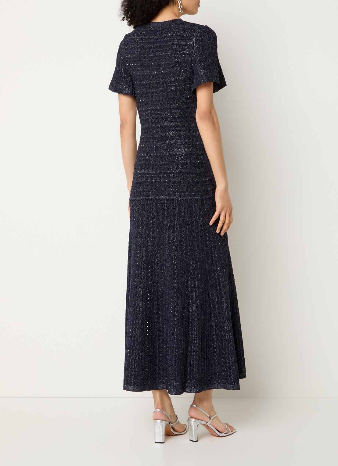 Sandro Midi blousejurk met strass - achterkant 3 donkerblauw