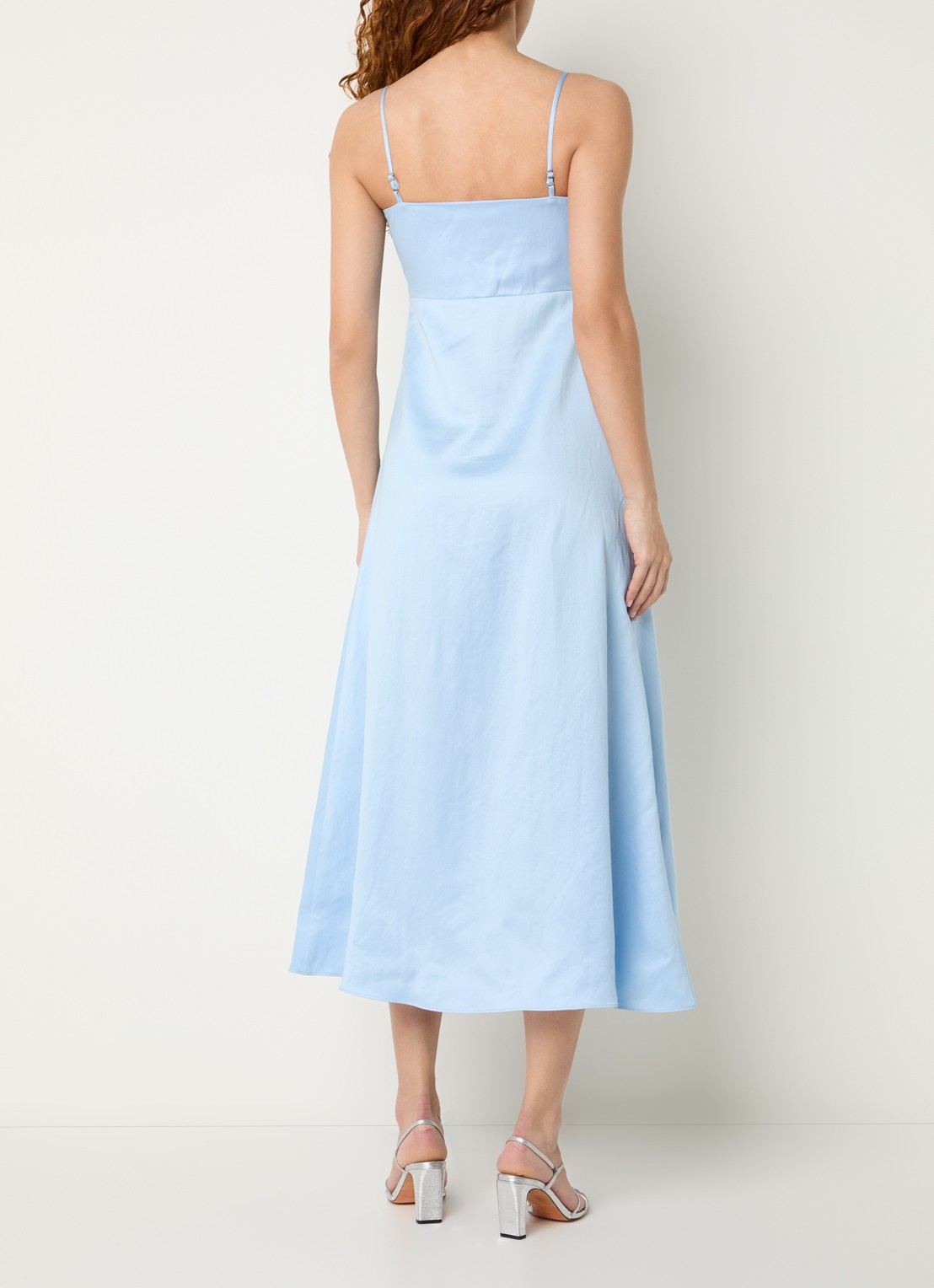 Sandro Midi jurk in linnenblend met plooidetail - achterkant 3 blauw