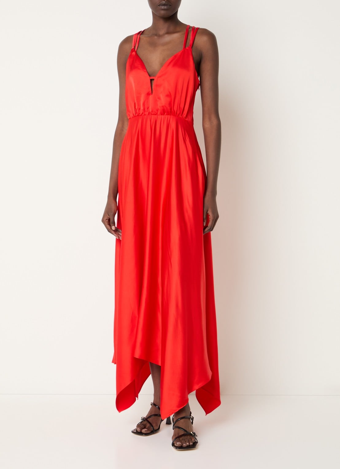 Sandro Midi jurk met asymmetrische zoom - detail 4 steenrood