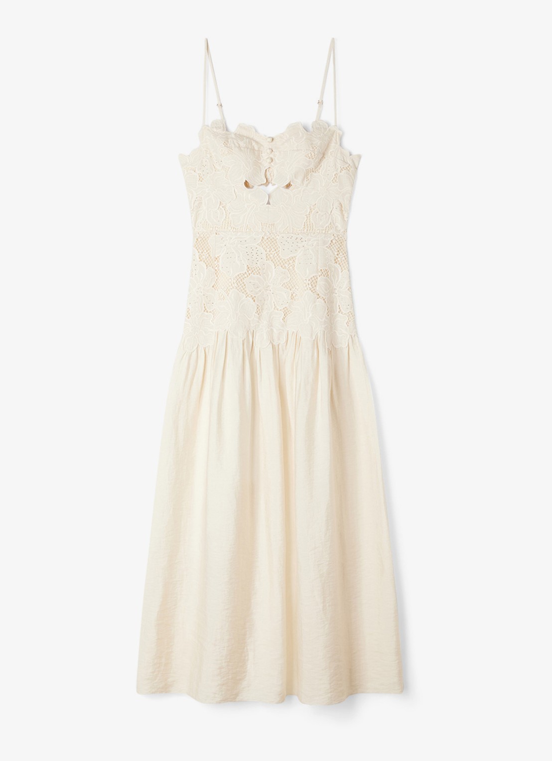 Sandro Midi jurk met bloemborduring - voorkant 5 beige
