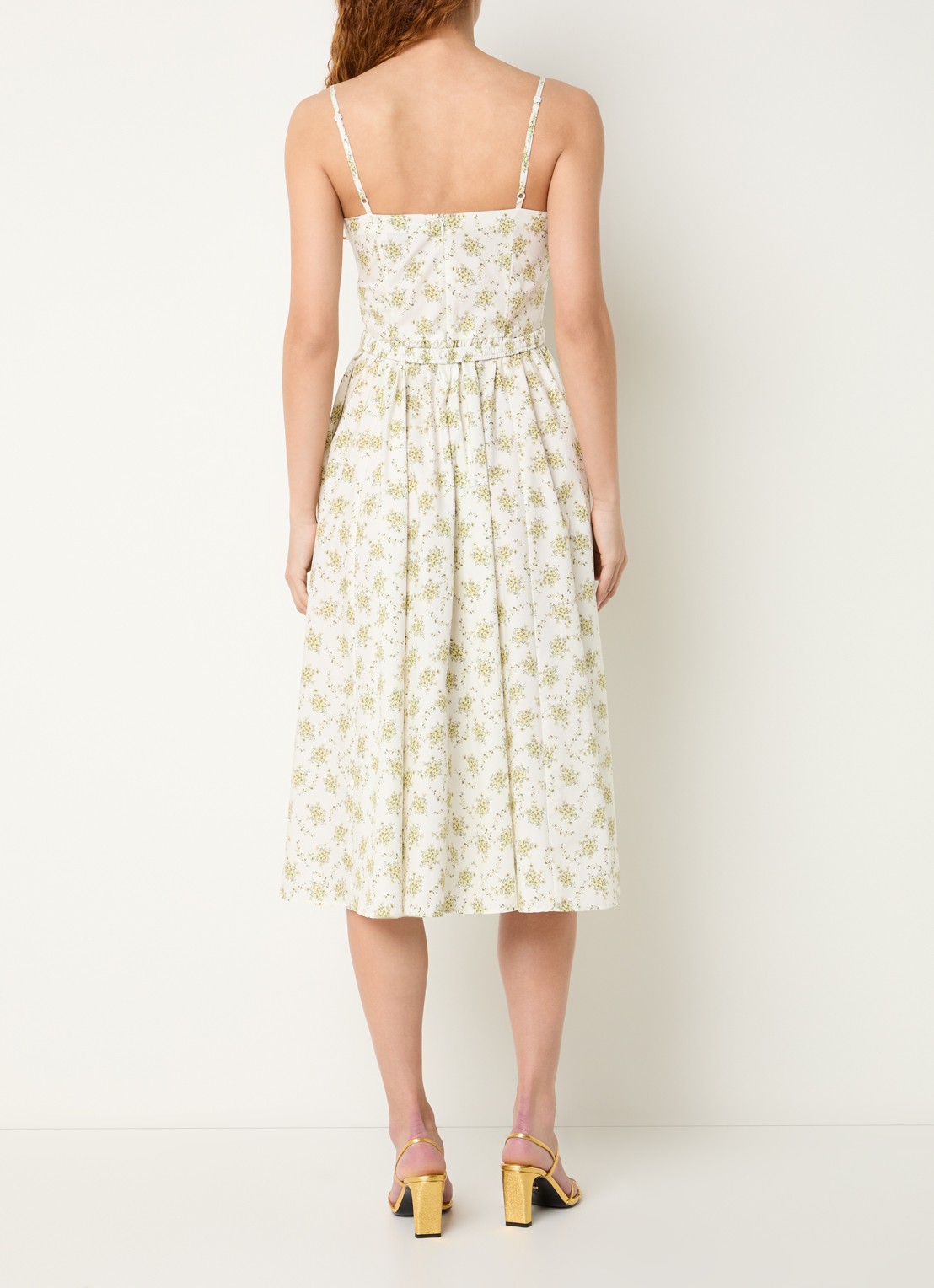 Sandro Midi jurk met bloemenprint en ceintuur - achterkant 3 gebroken wit
