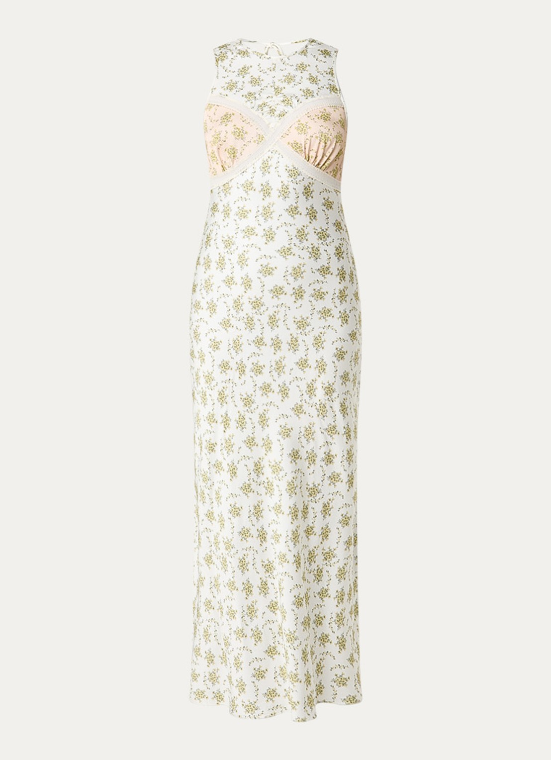 Sandro Midi jurk met bloemenprint en details van kant - voorkant 3 gebroken wit