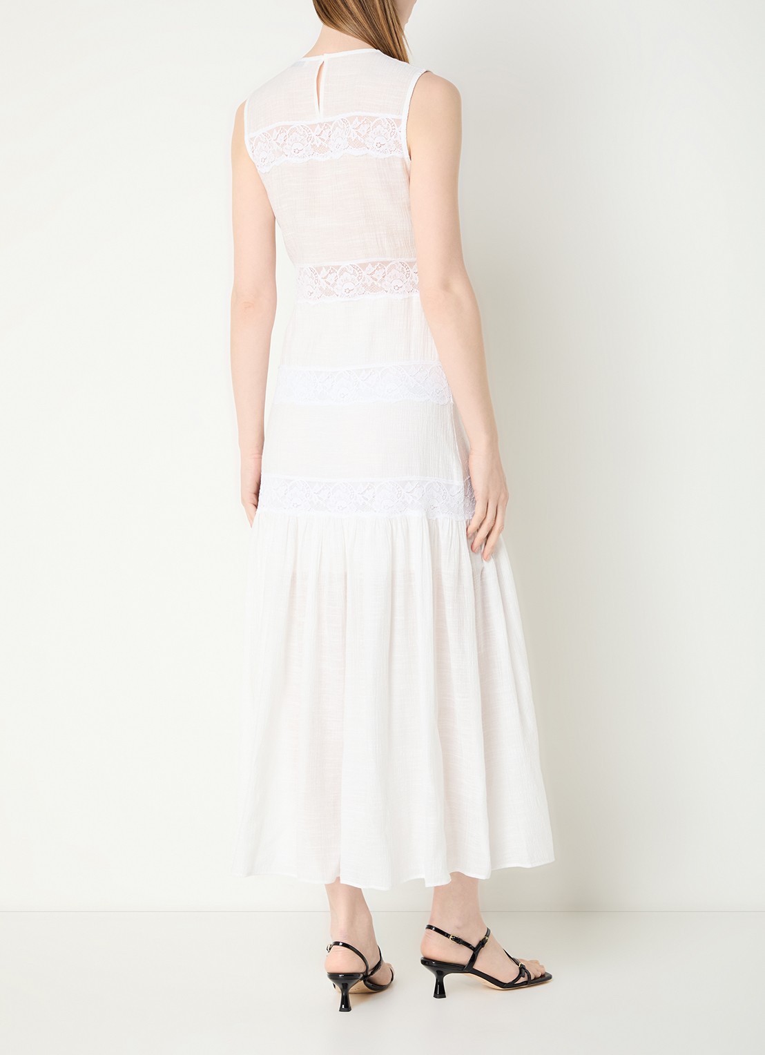 Sandro Midi jurk met details van kant - achterkant 3 gebroken wit