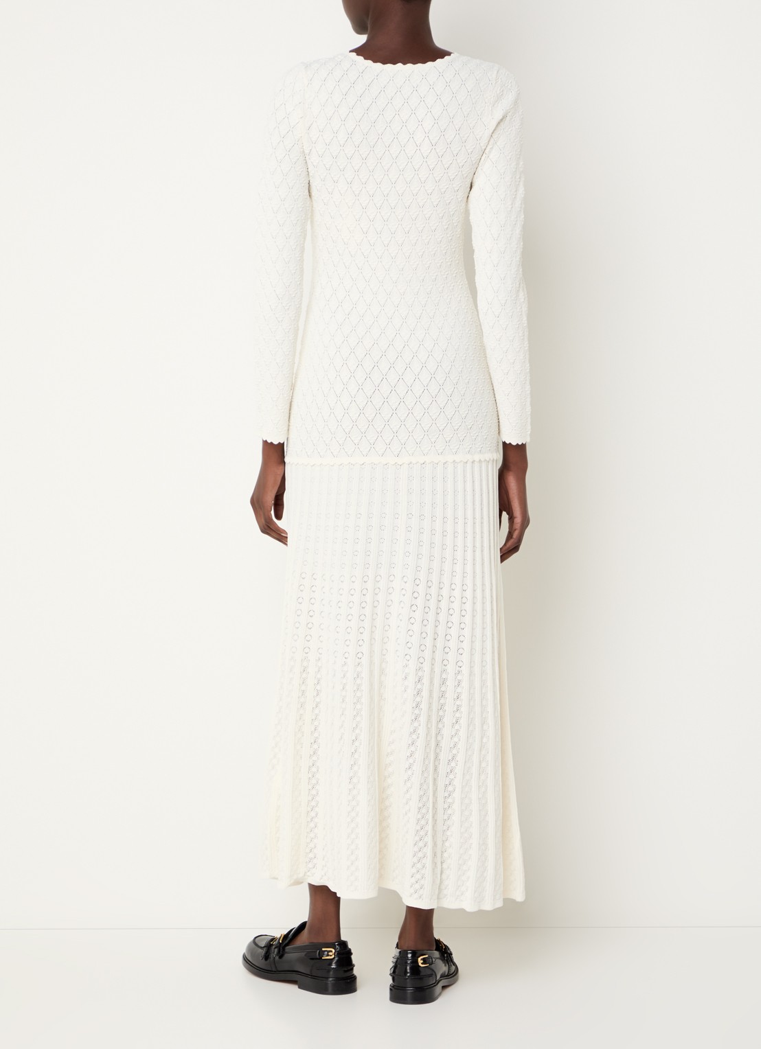 Sandro Midi jurk met opengewerkt dessin - achterkant 4 creme