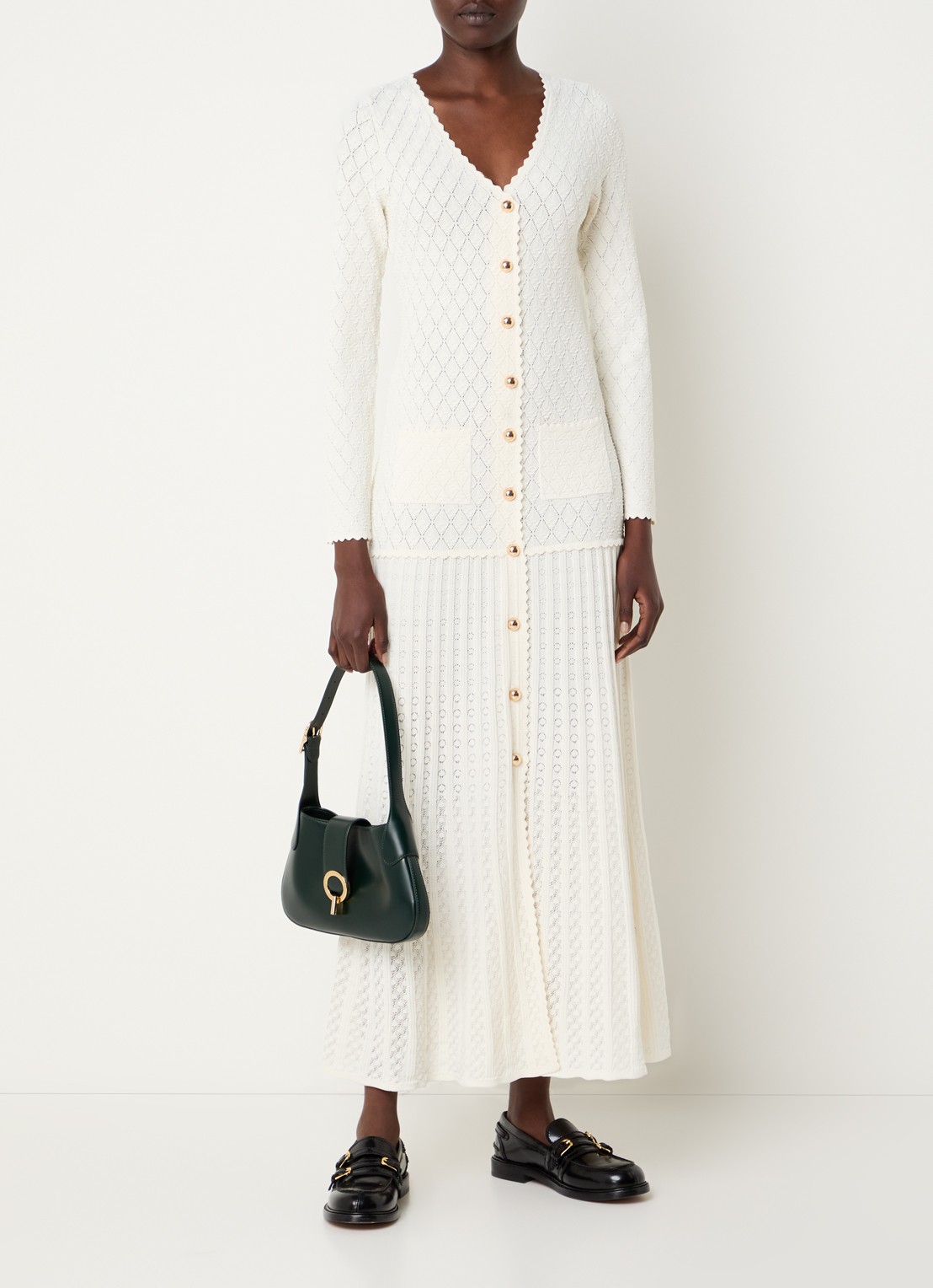 Sandro Midi jurk met opengewerkt dessin - detail 3 creme