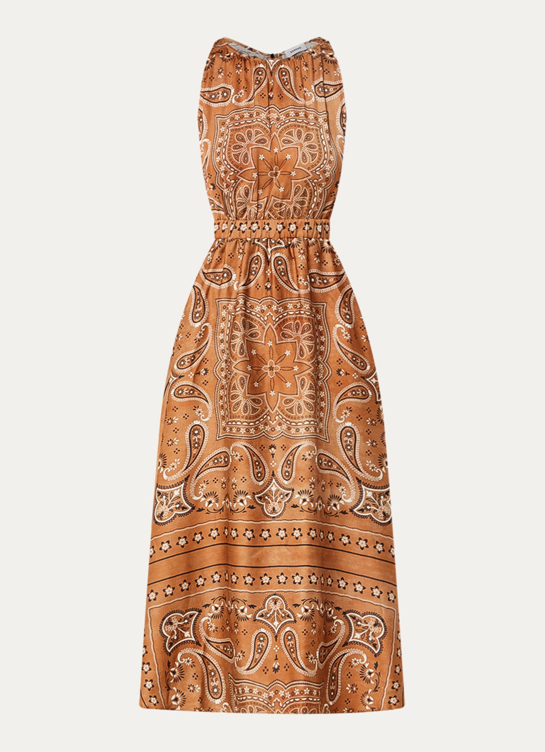 Sandro Midi jurk met paisley dessin en gestrikt detail - voorkant 3 bruin