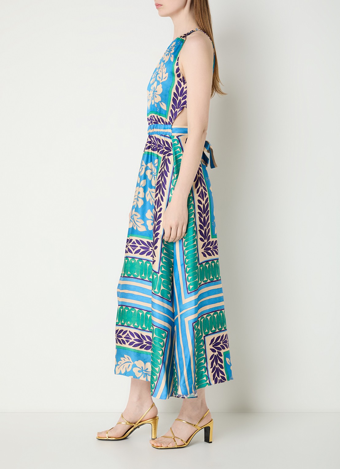 Sandro Midi jurk met print - achterkant 2 blauw