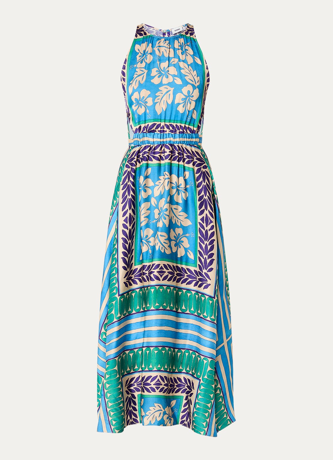Sandro Midi jurk met print - voorkant 3 blauw