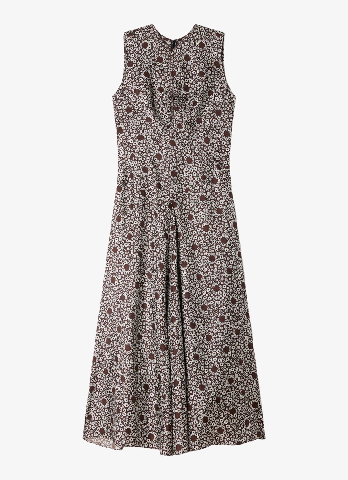 Sandro Midi jurk met ronde hals en bloemenprint - voorkant 5 bruin
