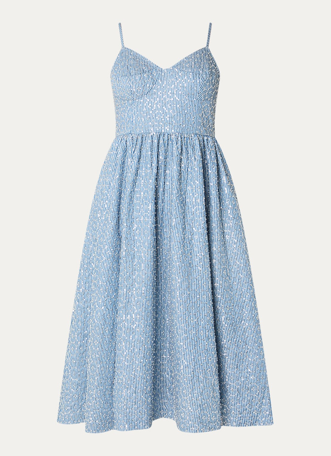 Sandro Midi jurk met streepprint en strass - voorkant 2 blauw