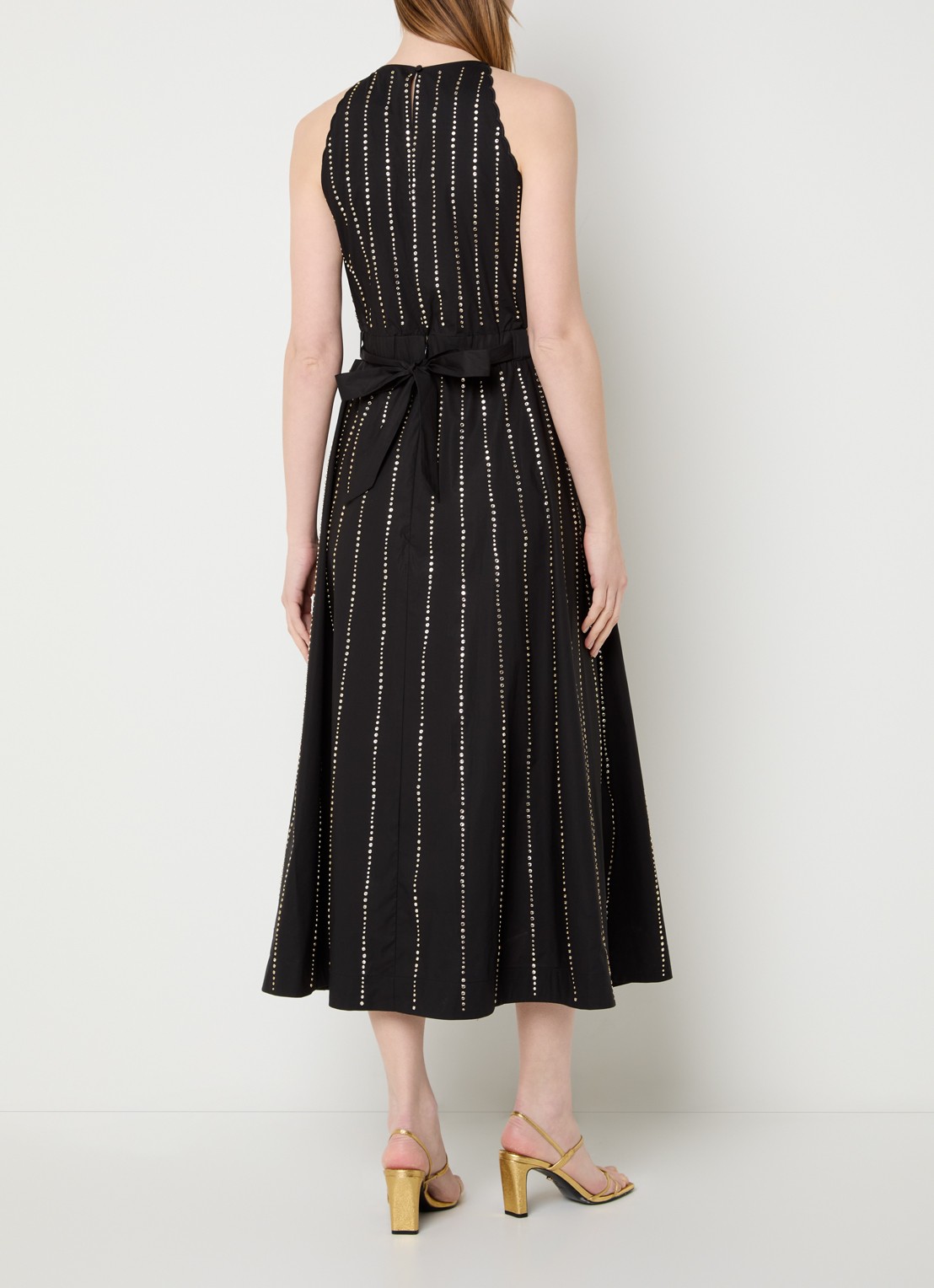 Sandro Midi jurk met studs en cut-out detail - achterkant zwart