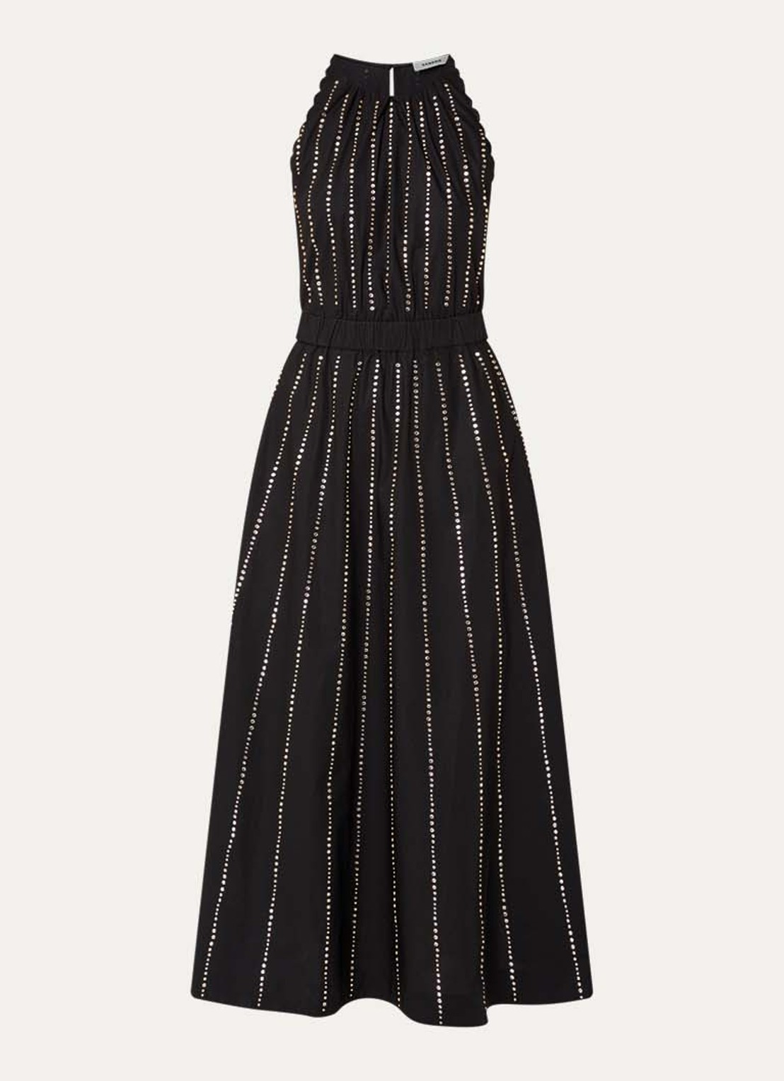 Sandro Midi jurk met studs en cut-out detail - voorkant 3 zwart