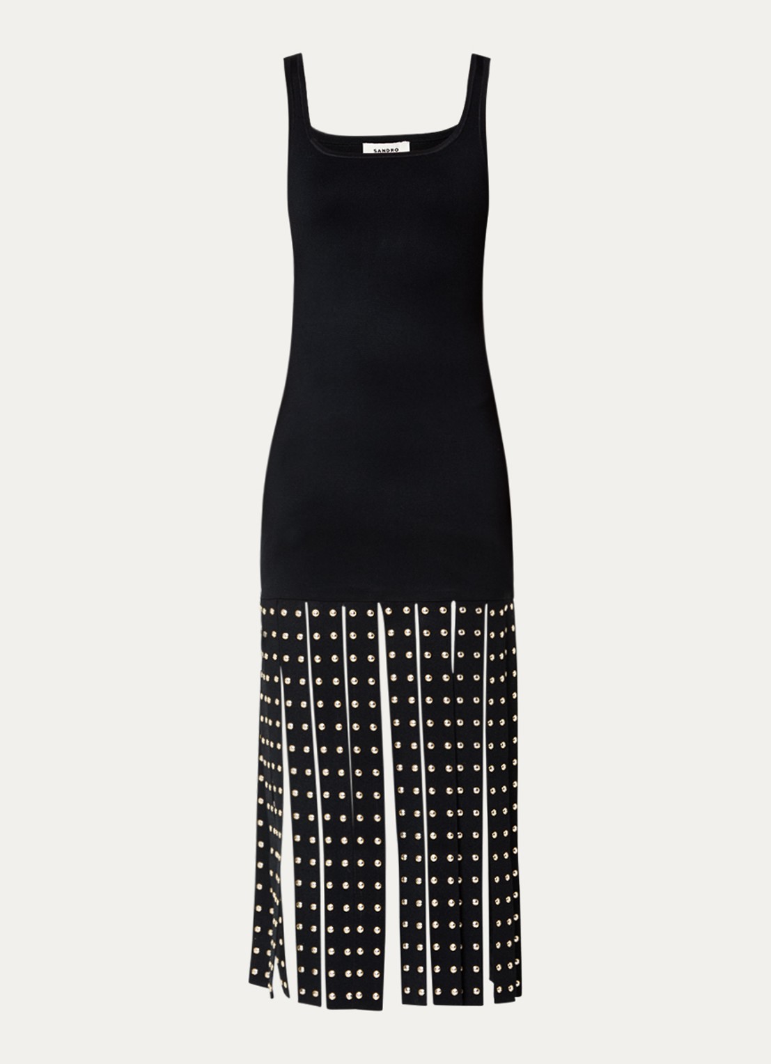 Sandro Midi jurk met studs - voorkant zwart
