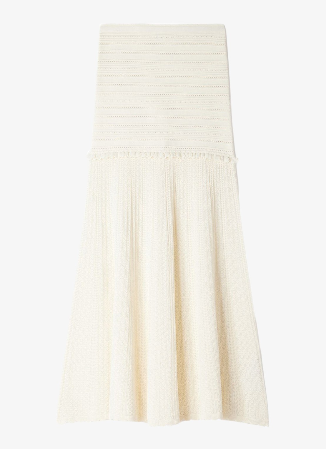 Sandro Midi rok met opengewerkt dessin - voorkant beige